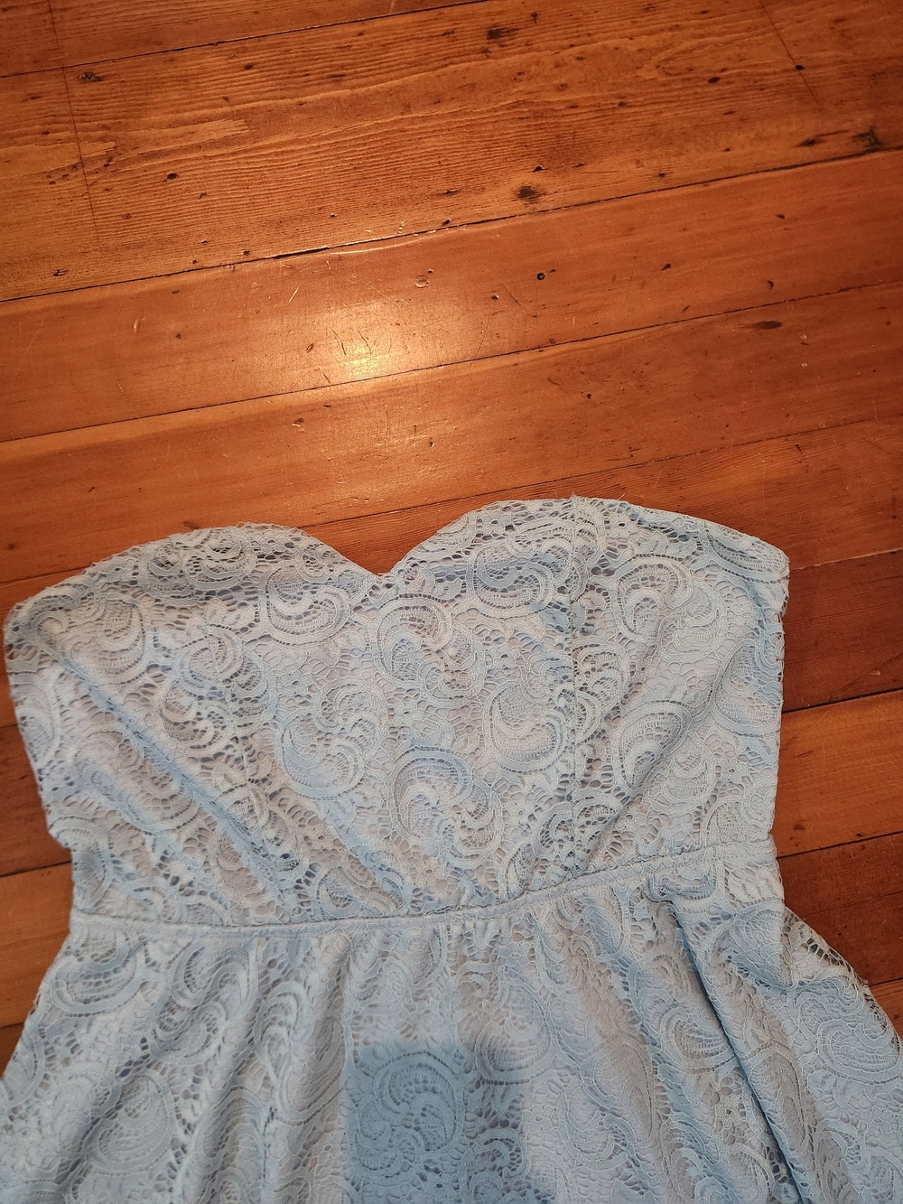 Rue21 Strapless Light Blue Lace Fit-and-Flare Dress - Picture 3 of 4